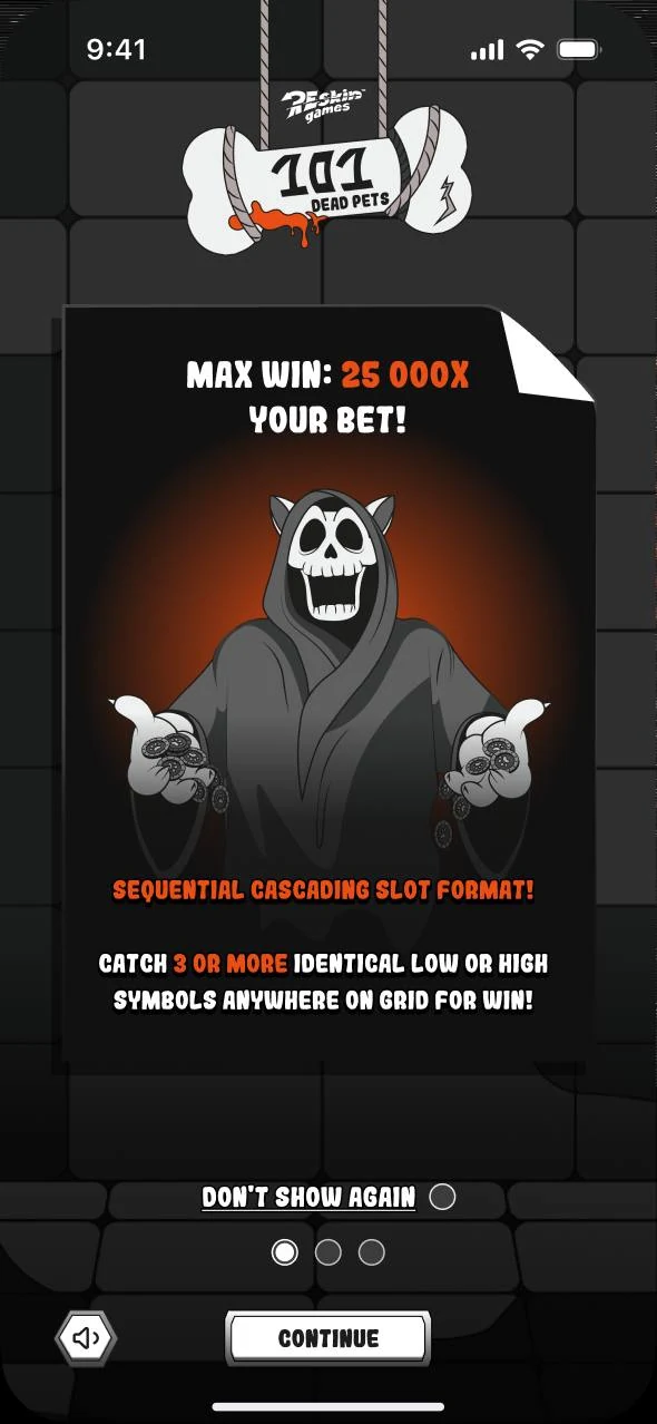 Mobile onboarding Max Win 101 Dead Pets