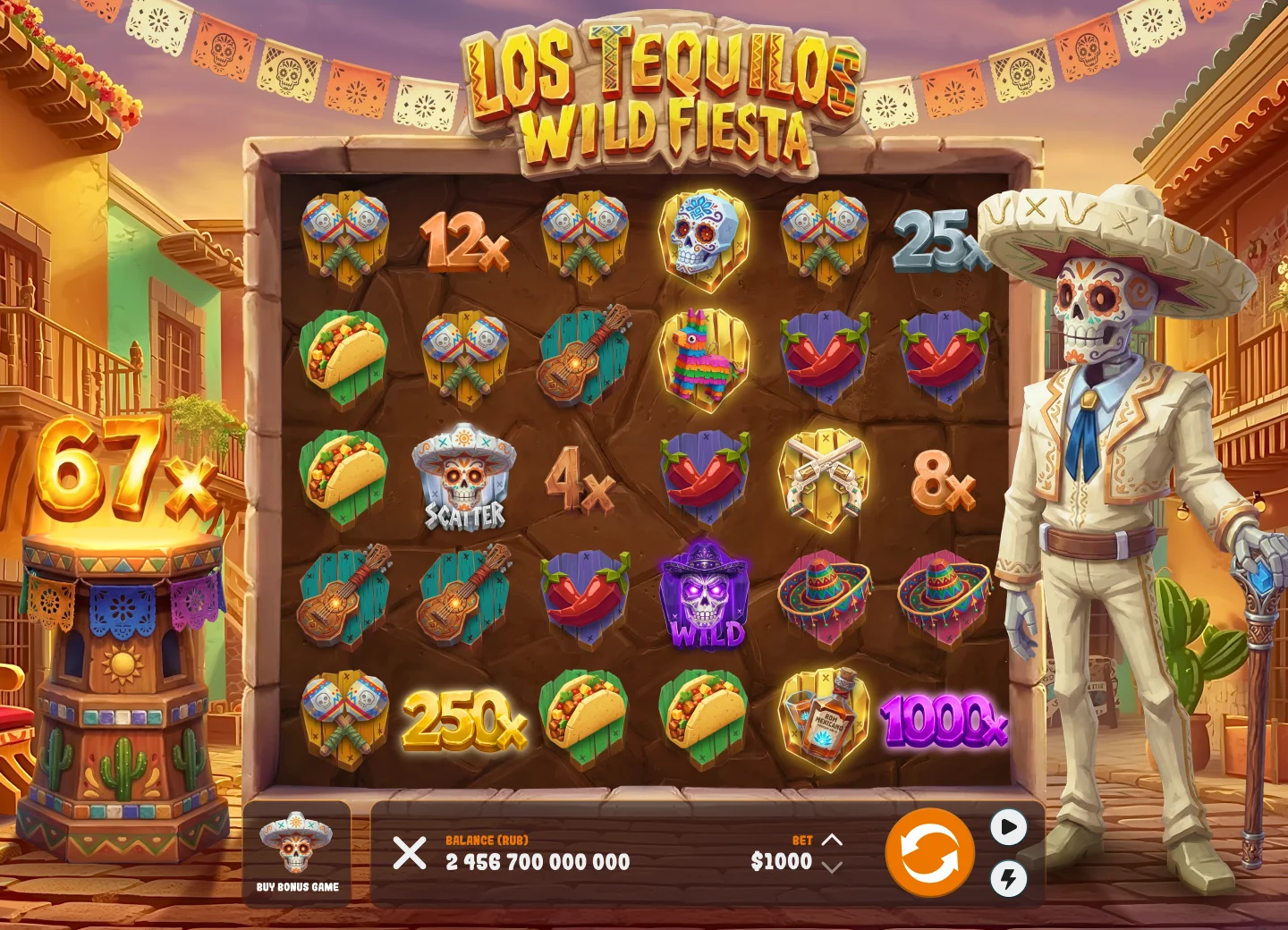 Los Tequilos Wild Fiesta desktop main screen