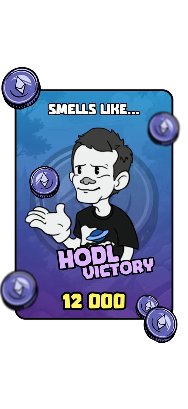 Выигрышный экран HODL Victory Smells Like Crypto