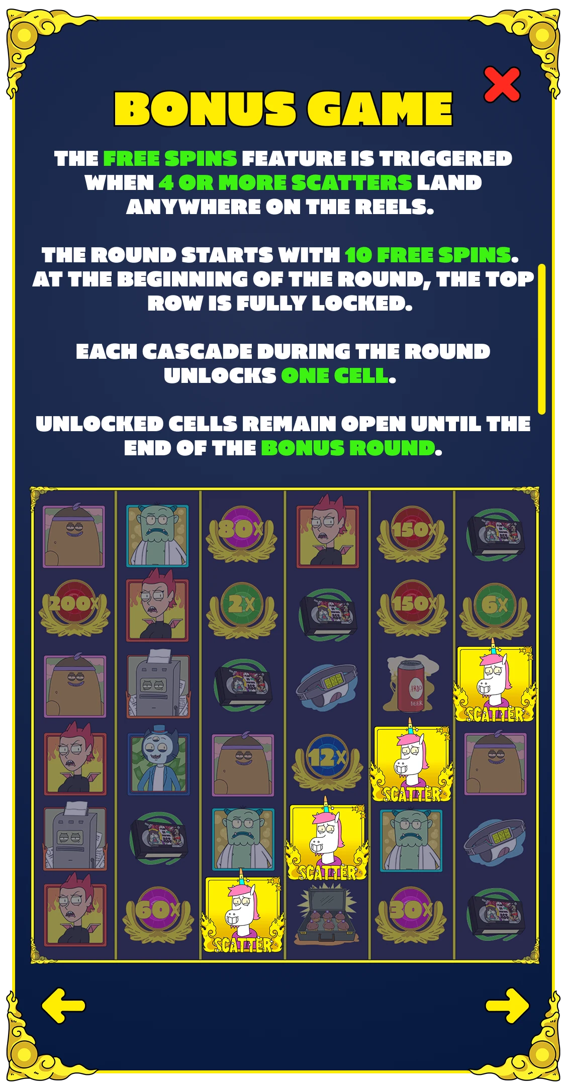Take My Muffin bonus game guide screen