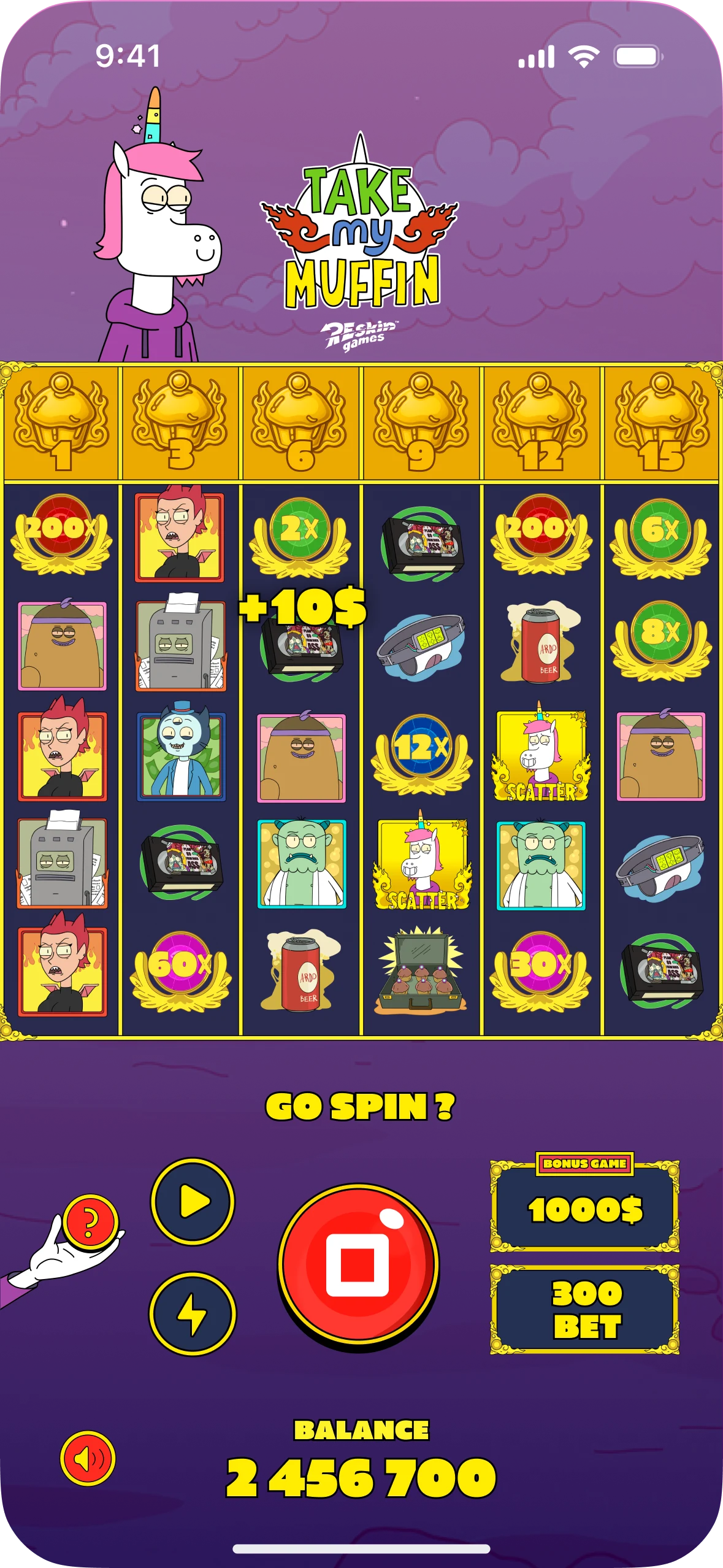 Take My Muffin mobile bonus game screen